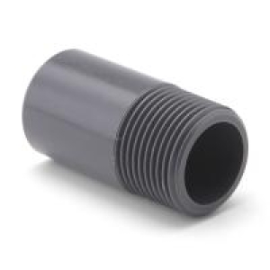 PVCu Barrel Nipple Plain x Threaded 1 1/2"