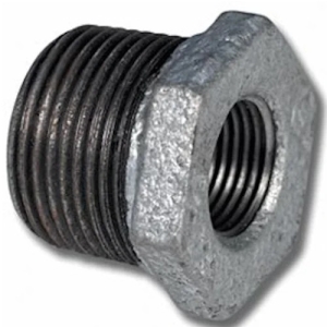 Galvanised Malleable Iron Hexagon Reducing Bush 1" X 1/2" NB