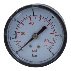 Pressure Gauge 1/4" Male 12 Bar Rear