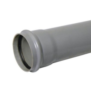 110mm Soil Pipe Single Socket x 3m Grey